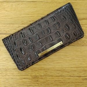 Brahmin crocodile chocolate brown wallet